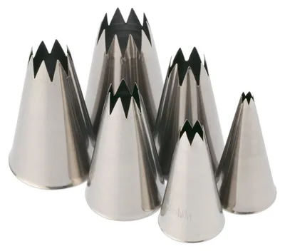 6 Edelstahl-Spritztüllen, Sterntüllen, 4–18 mm, wiederverwendbar