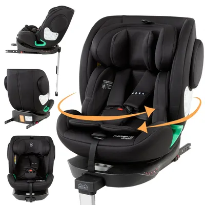 Obrázek produktu pro Dětská autosedačka FableKids NORA | 360° otočná dětská autosedačka i-Size 40-150 cm | reboarder s ISOFIXem a opěrnou nohou certifikovaná podle ECE R129/04 černá