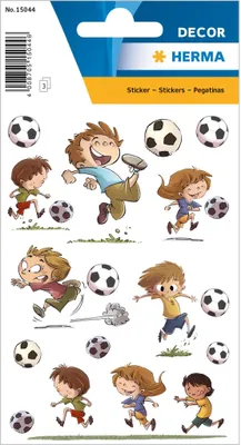 Produktbild von HERMA 15044 Aufkleber Fussball klein groß, 27 Stück, Sport Sticker mit lustigen Fußball Motiv, Kinder Etiketten für Fotoalbum Tagebuch Poesiealbum Scrapbooking Geburtstag