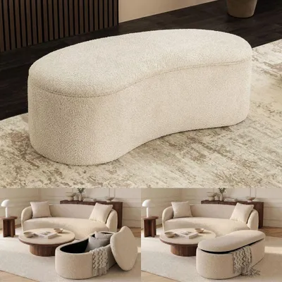 Produktbild von Design Polsterbank ARCO 120cm champagner beige Bouclé Sitzbank