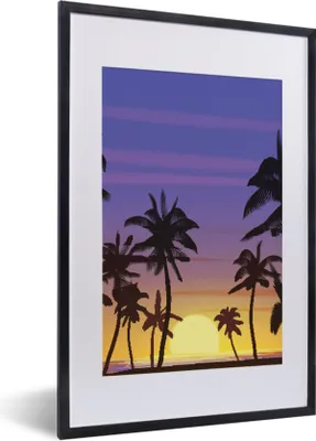 Produktbild von MuchoWow® MuchoWow® Gerahmtes Poster Sonne - Palme - Meer 40x60 cm - Poster mit zchwarzem Bilderrahmen - Poster in Rahmen