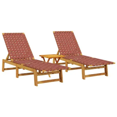 Produktbild von Sonnenliegen 2 Stk. mit Tisch Rot Massivholz Akazie