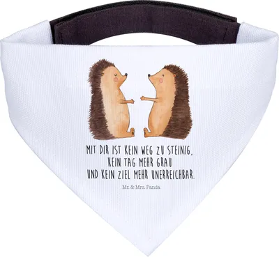 Produktbild von Mr. & Mrs. Panda Hundehalstuch Igel Liebe - Weiß - Geschenk, Bandana für Hunde, Halstuch, Hochzeit, Freundin, Tuch, Hochzeitstag, Hund