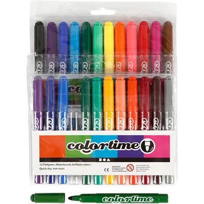 Produktbild von Colortime Marker, Strichstärke 5 mm, Sortierte Farben, 24 Stk/ 1 Pck [HOB-37349]