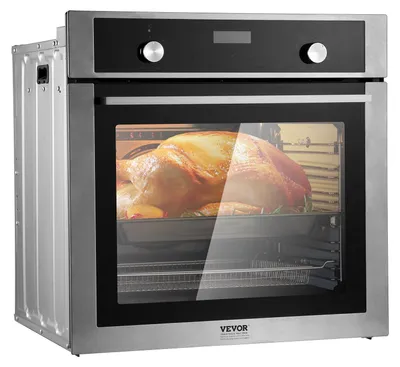 Produktbild von VEVOR Einbau-Backofen, 24" Elektrischer Einbau-Backofen mit 9 Kochfunktionen, 2,68 Cu.Ft Elektrische Wandöfen, Schnelles Aufheizen auf 200°C in 5 Minuten, 3550W Elektrischer Ofen mit Backblech und Tray, Küche, Beschichtungsreinigung