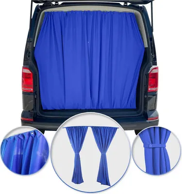 Zdjęcie produktu dla Zasłony na tylną klapę VW Grand California H3 wykonane na wymiar w kolorze ciemnoniebieskim
