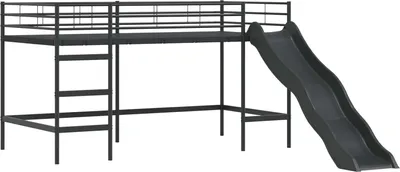 Produktbild von Kinder-Loftbett mit Rutsche Schwarz und Anthrazit 100 x 200 cm