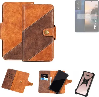 Produktbild von K-S-Trade Handyhülle Schutzhülle Bookstyle Case Wallet-Case kompatibel mit TCL 40 NXTPAPER Cover Klapphülle Kantenschutz Smartphone dunkelbraun
