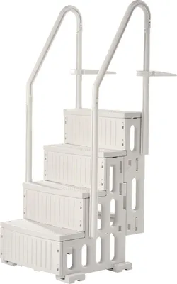 Zdjęcie produktu dla Drabinka basenowa biała 4-stopniowa 122–137 cm z poręczami 180 kg