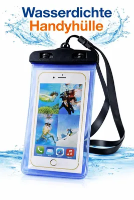 Produktbild von Wasserdichte Handyhülle Universal IPX8 – Handytasche wasserdicht bis 6,7 Zoll Smartphone Schutzbeutel Strand Schwimmen Blau