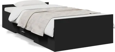 Produktbild von vidaXL Bettgestell mit Schubladen Schwarz 75x190 cm Holzwerkstoff