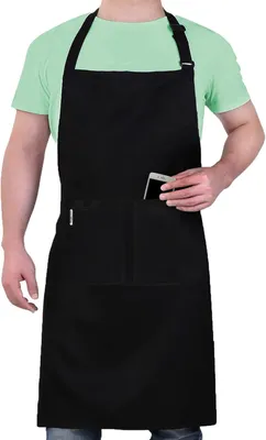 Obrázek produktu pro Unisexová zástěra, nepromokavá – 3 kapsy – dlouhé ramínka – profesionální – grilování/restaurace/zahrada