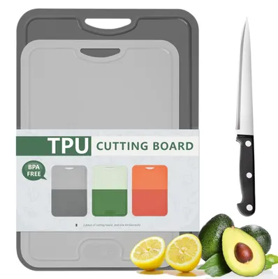 TPU-Schnitzbrett-Set, 2-teilig, BPA-frei, kratzfest, spülmaschinengeeignet