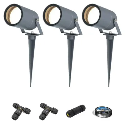 Image de HOFTRONIC - Lot de 3 spots à piquet LED GU10 4W 345lm 4000K IP65 Anthracite
