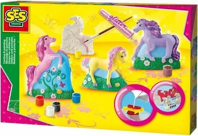 Productafbeelding van SES CREATIVE - Casting and painting - 3 horses - from 5 years old - Mixed - Plaster and paint included