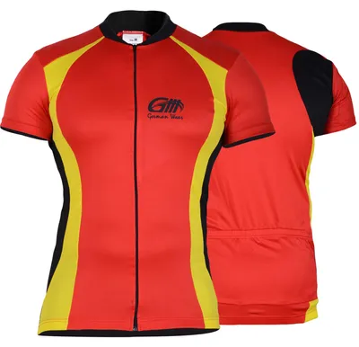 Produktbild von Trikot Radtrikot Fahrradtrikot Fahrrad Radler-Trikot Shirt Jersey Rot/Neongelb, Größe:48/S