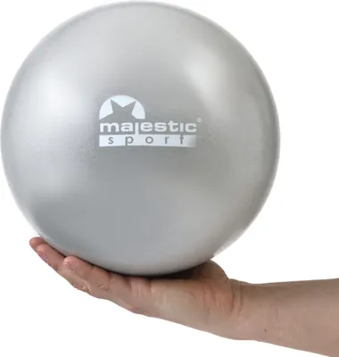 Produktbild von Majestic Sport Mini Gymnastikball, 25cm Soft Pilates Ball, Gymnastikball klein mit aufblasbarem Strohhalm für Yoga, Grau.