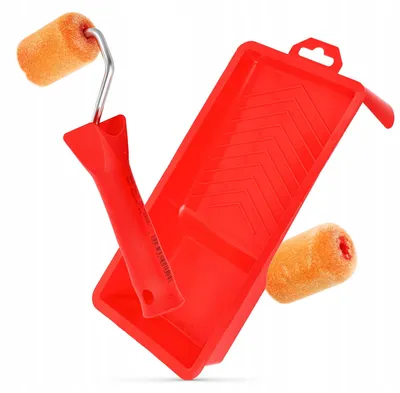 Produktbild von Farbroller-Set mit Farbwanne, 2x 5 cm Flockroller, Griff für Acrylfarben
