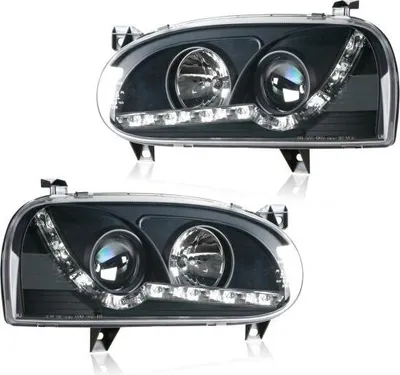 Produktbild von LED Tagfahrlicht Optik Scheinwerfer passend für VW Golf 3 schwarz Limo Kombi