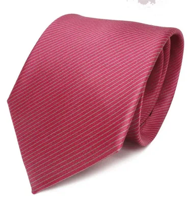 Productafbeelding van Designer Stropdas in Gestreept Patroon - 100% Zijde - Rood, Roze, Grijs