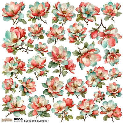 Zdjęcie produktu dla Naklejki papierowe do scrapbookingu i DIY ScrapLove - Blooming Flowers 1