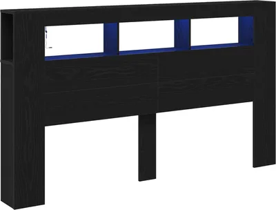 Produktbild von vidaXL LED Kopfteil Schwarz Eichen-Optik Holzwerkstoff