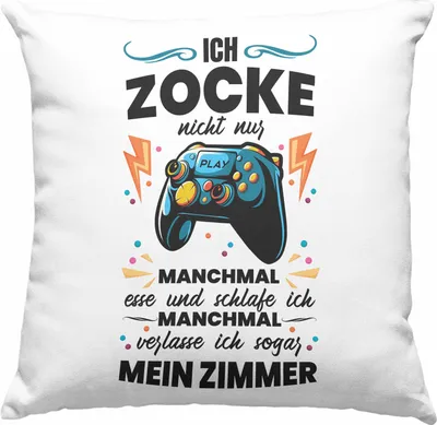 Produktbild von Trendation - Lustige Gamer Deko-Kissen mit Füllung 40x40 Ich Zocke Nicht Nur Geschenk Zocker Lustiger Spruch Geschenkidee Jungs (Grün)