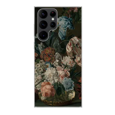 Produktbild von MuchoWow® Handyhülle Schutzhülle Hülle für Samsung Galaxy S22 Ultra Stilleben mit Blumen - Gemälde von Cornelia van der Mijn Silikon Softcase Handy Hülle - Abbildung