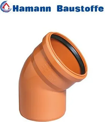 Produktbild von KG Bogen DN 110 45° KGB Winkel Kunststoff Abwasserrohr Abflussrohr Kanalrohr