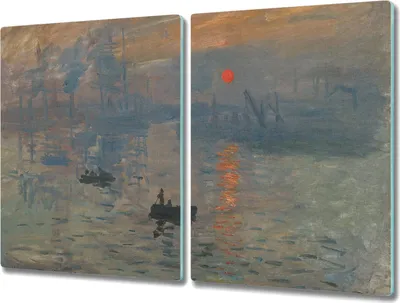 Produktbild von Coloray Herdabdeckplatte 2x40x52 cm Schneidebrett Kochplattenabdeckung Küchenbrett Hackbrett - Impressionismus Monet Sonnenaufgang