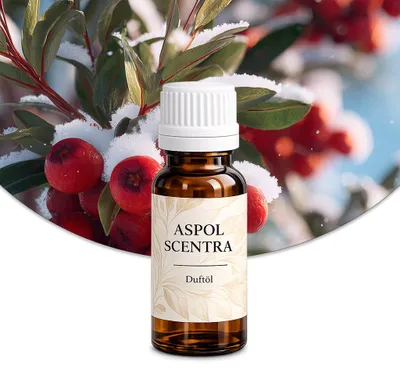 Produktbild von Aspol Scentra Winter-Cranberry UFIREADY Duftöl für Kerzen und Diffusoren 20 ml, KI-generiertes Bild