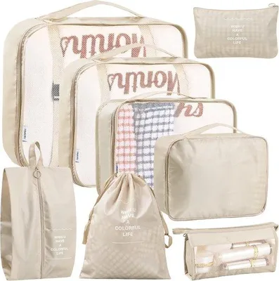 Produktbild von Famanu Kofferorganizer Set 8 Packing Cubes - Beige