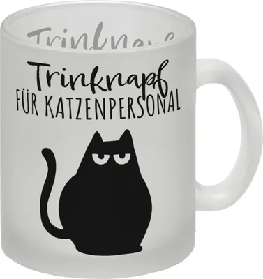 Produktbild von Katze Glas Tasse mit Spruch Trinknapf für Katzenbesitzer