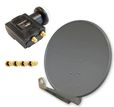 Produktbild von PremiumX DELUXE100 Satellitenantenne 100 cm Alu Anthrazit DELUXE Twin LNB 4x F-Stecker