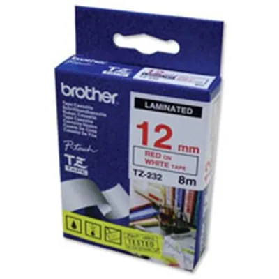 Obrázok produktu pre Brother TZE232 TZe-232 kazeta s písacou páskou - laminovaná, 12 mm x 8 m, červená na bielej
