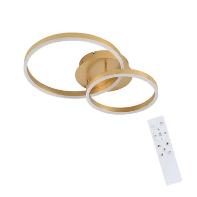 Produktbild von ZMH Deckenlampe LED 46W Deckenleuchte Wohnzimmer Dimmbar mit Fernbedienung Gold 2 Ring aus Acryl Deckenbeleuchtung Modern Design für Schlafzimmer