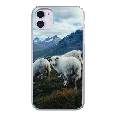 Produktbild von MuchoWow® Handyhülle Schutzhülle Hülle für iPhone 11 Schafe - Natur - Berge Silikon Softcase Handy Hülle - Handytasche