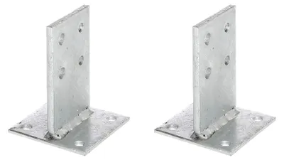 Produktbild von Alberts T-Pfostenträger | zum Aufschrauben oder zum Einbetonieren | feuerverzinkt | Steggröße 130 x 80 mm | 2er Set
