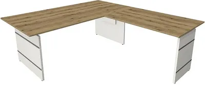 Produktbild von Kerkmann Schreibtisch Form 4 200x100x68-76 cm m. Anbautisch 120x80 cm Wangen-Gestell Asteiche