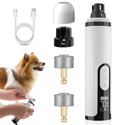 Produktbild von Hunde Katzen Krallen-schleife, Verbesserter, geräuschloser Krallenschleifer für Haustiere, mit USB-Ladefunktion, inklusive 1+2 Ersatzköpfen