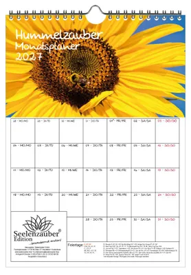Produktbild von Hummelzauber Planer DIN A4 Kalender für 2027 Hummeln - Seelenzauber