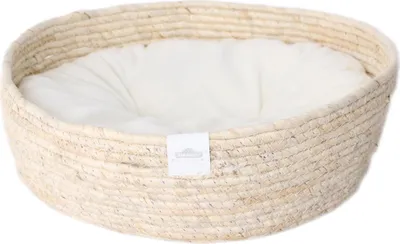 Produktbild von Dehner Premium Lovely Kuschelbett Guter Schlaf, Ø 38 cm, Höhe 13 cm, Naturmaterial/Plüsch, weiß/beige