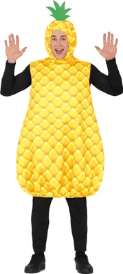 A person wearing a pineapple costume.