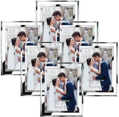 Zdjęcie produktu dla Srebrne ramki na zdjęcia – elegancki design – zestaw 6 sztuk – format 13 x 18 cm