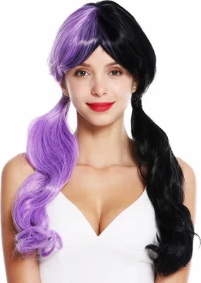 Produktbild von WIG ME UP Perücke lang Zöpfe Pony halb Lila Schwarz GFW3011-1+lightpurple