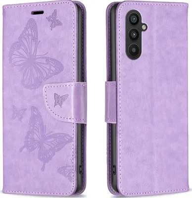 Produktbild von Mobigear Butterfly  Samsung Galaxy A24 Hülle Klapphülle Geldbörse - Lila