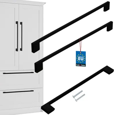 Image de KOTARBAU® Lot de 2 poignées de meuble noir 358 mm Poignées de meuble ZnAl Poignées d'armoire Poignées d'armoires de cuisine Poignées de tiroir Poignées de meuble Poignées d'armoire de cuisine Poignées de porte de meuble Poignée de barre