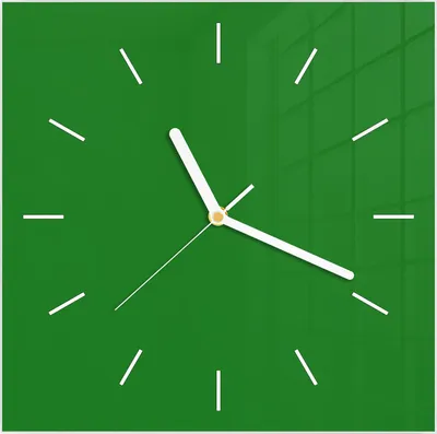 Produktbild von Wanduhr aus Glas mit Motiv Grüner Hintergrund I- 30 x 30 cm - inkl. Aufhängesystem
