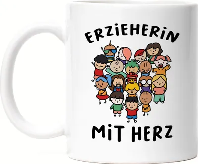 Produktbild von Erzieherin mit Herz Tasse Geschenk Erzieherin Tagesmutter Kindergarten