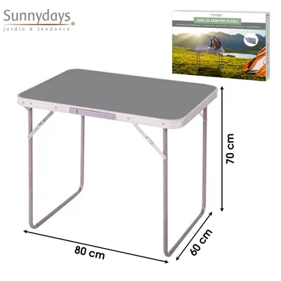 Produktbild von Sunnydays Campingtisch 80 x 60 x 70 cm faltbarer Camping-Tisch 330018 GRAU